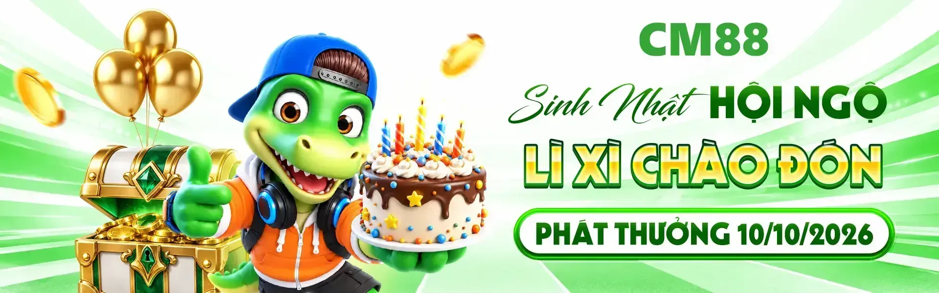 4. CM88 tổ chức sự kiện sinh nhật với nhiều hoạt động nổi bật cùng kho quà tặng phong phú. Hội viên hãy nhanh tay đăng ký tài khoản để khám phá chương trình và thông tin nhận thưởng.
